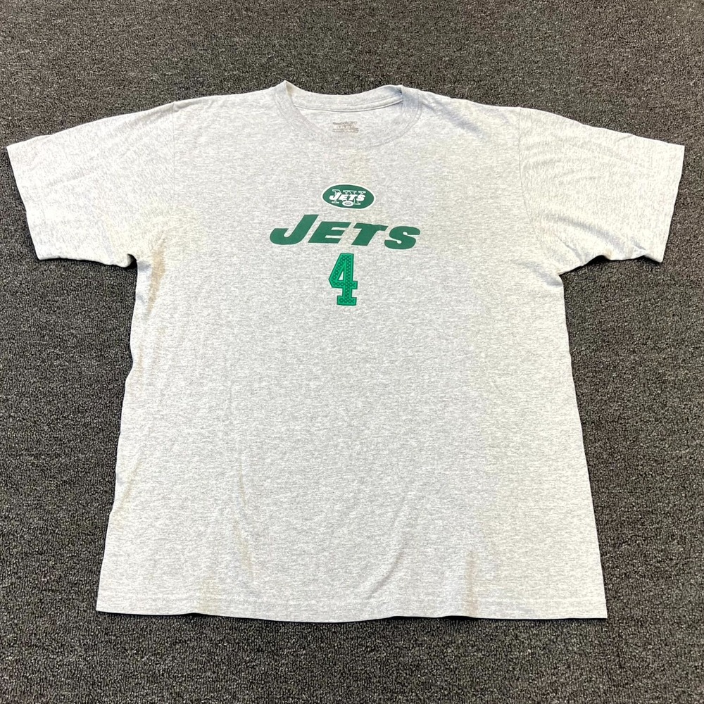 New York Jets Brett Favre #4 T-Shirt Mens Medium Gray Reebok NFL Football Sports - Picture 1 of 8